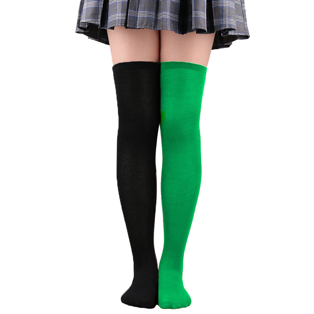 Femboy wear green femboy asymmetric thigh high socks