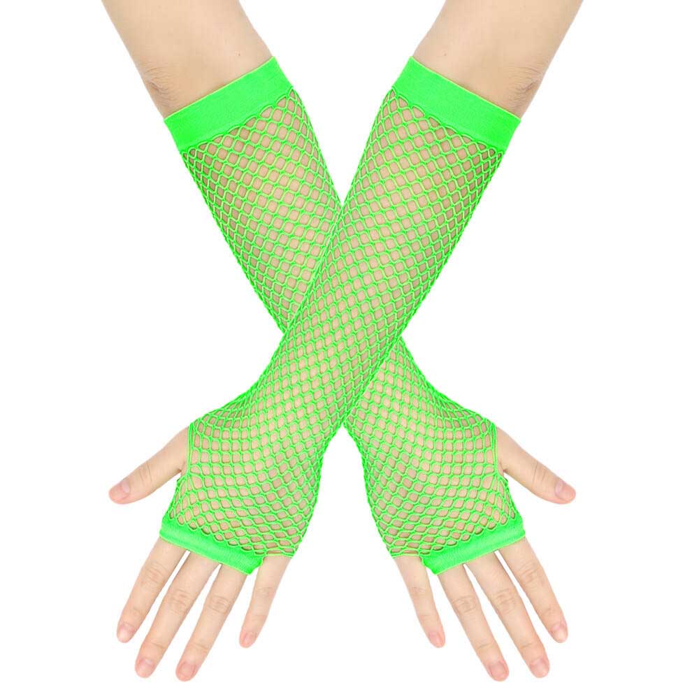 Femboy wear green femboy fishnet arm warms