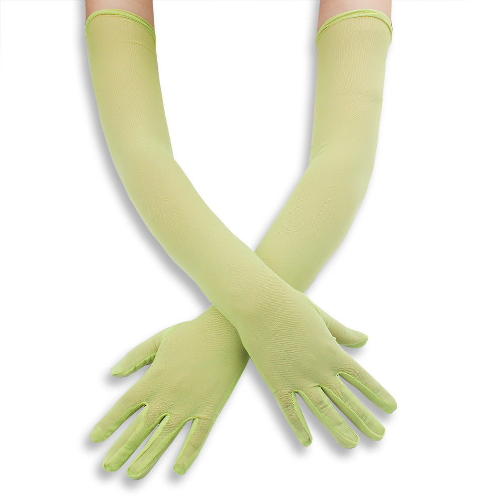 Femboy wear green femboy mesh sheer gloves