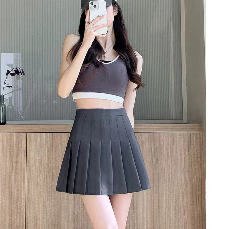 Femboy wear grey classic femboy pleat skirt