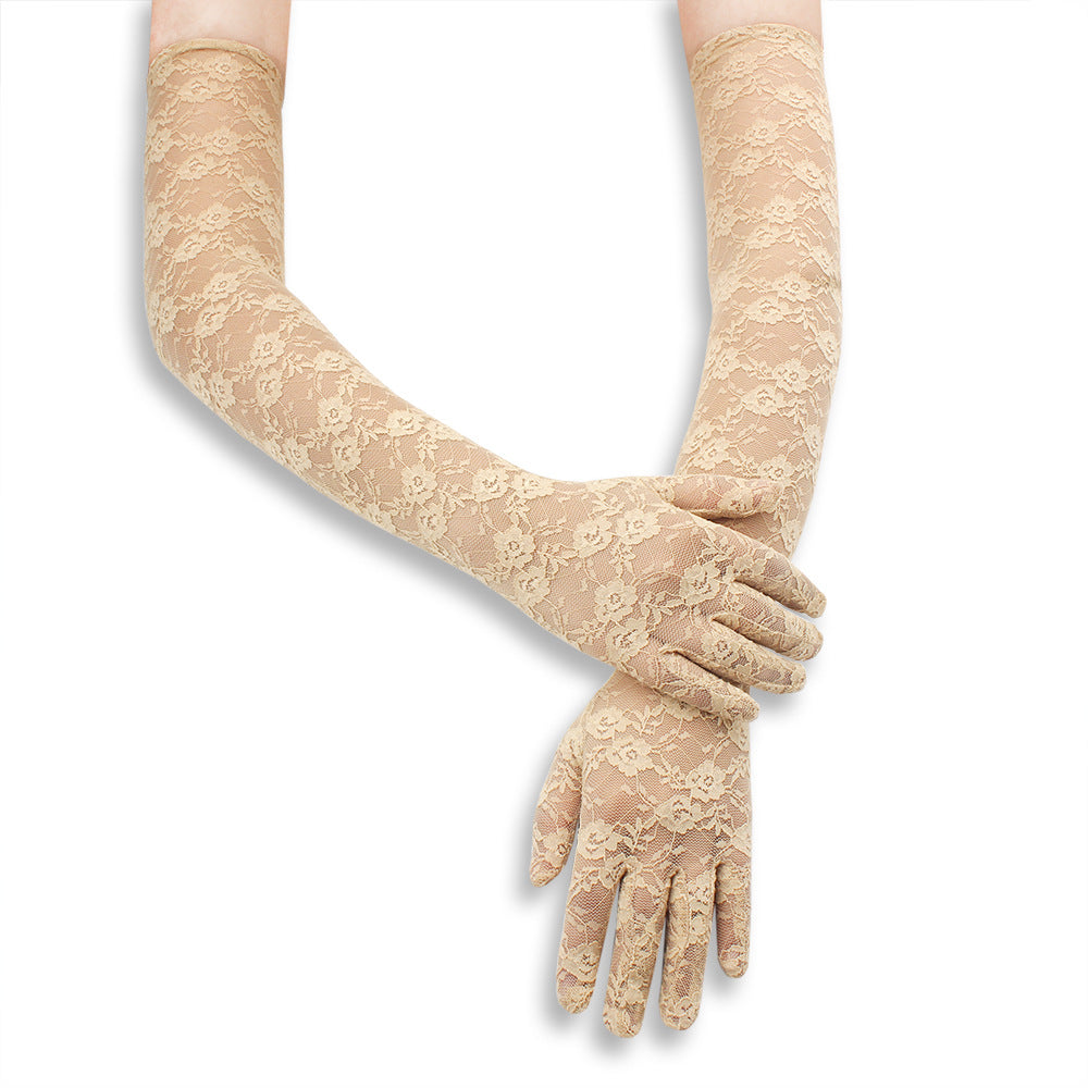 Femboy wear khaki femboy sexy lace long gloves