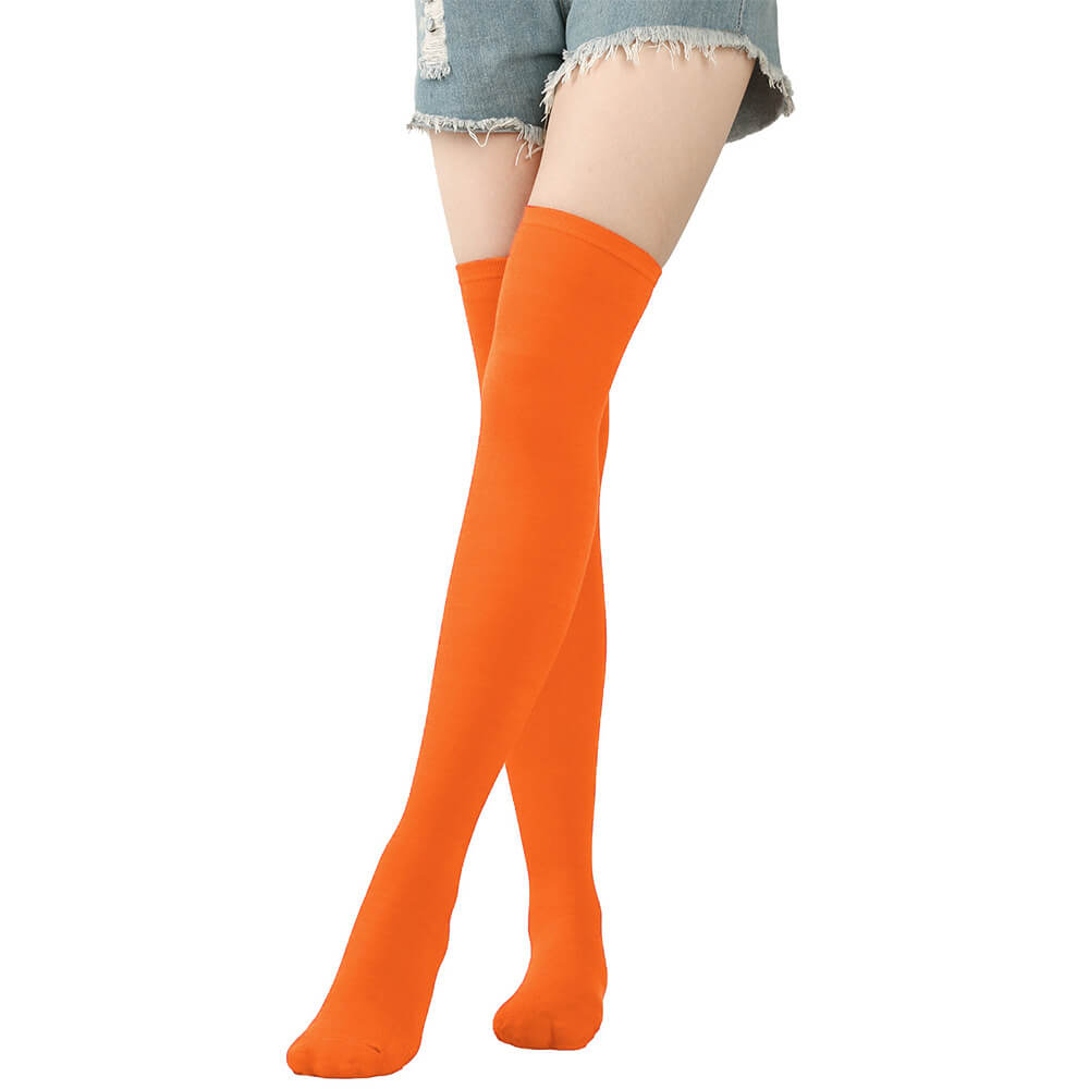 Femboy wear orange femboy colorful thigh high socks