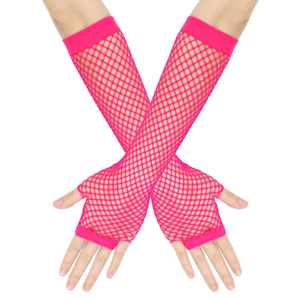 Femboy wear pink femboy fishnet arm warms