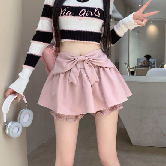 Femboy wear pink femboy puffy skirt with big bow