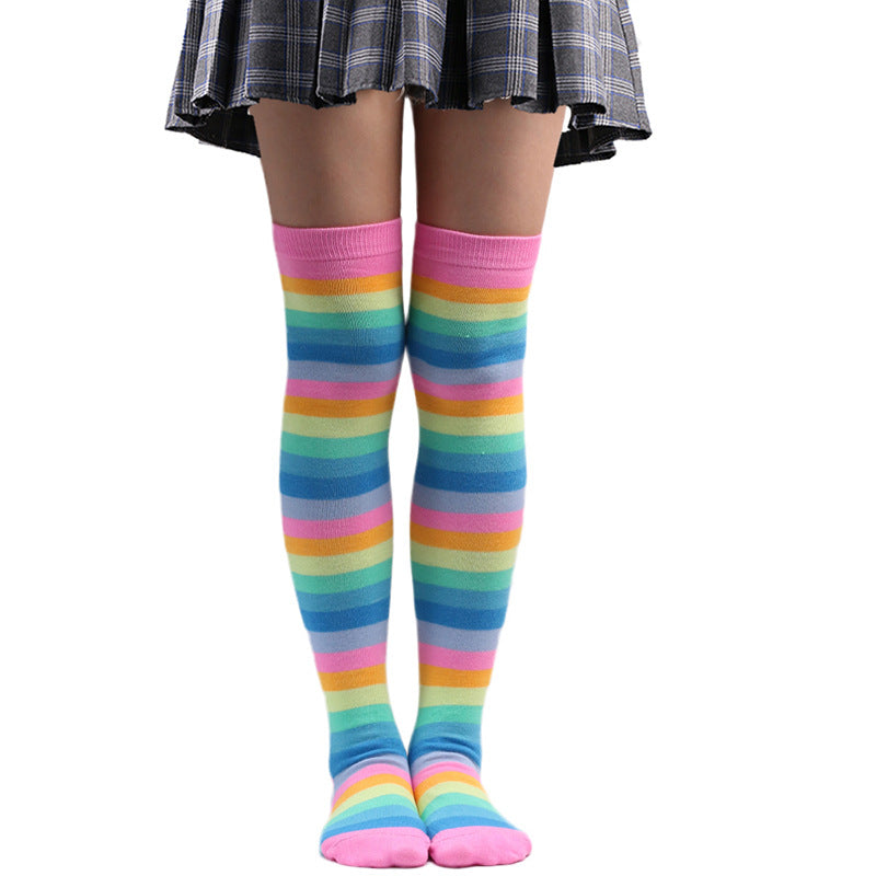 Femboy wear pink femboy rainbow thigh high socks