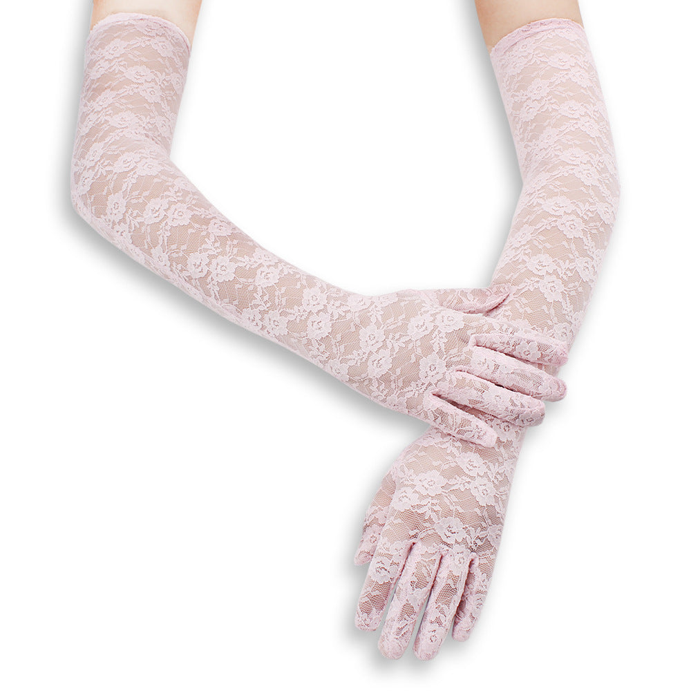 Femboy wear pink femboy sexy lace long gloves