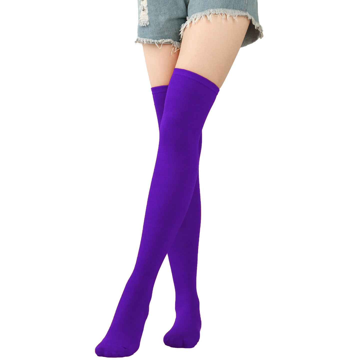 Femboy wear purple femboy colorful thigh high socks