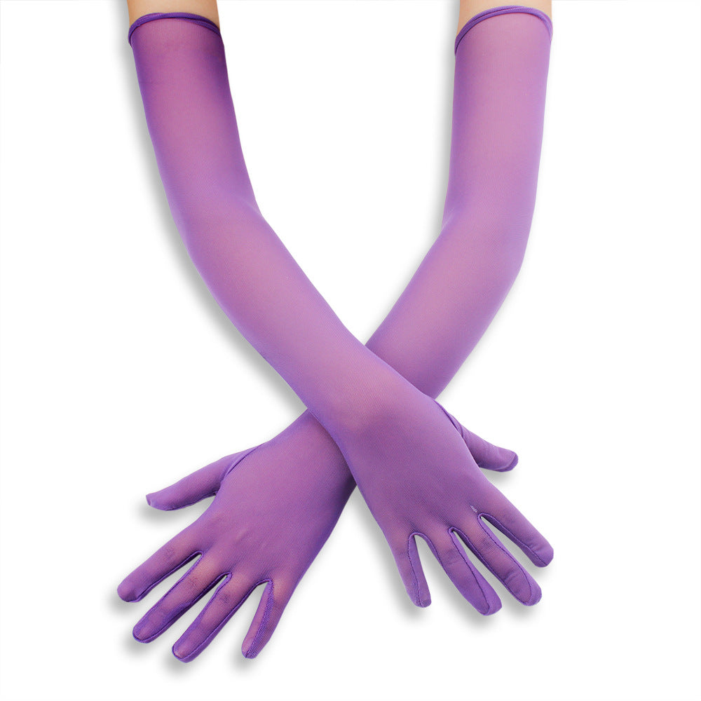 Femboy wear purple femboy mesh sheer gloves