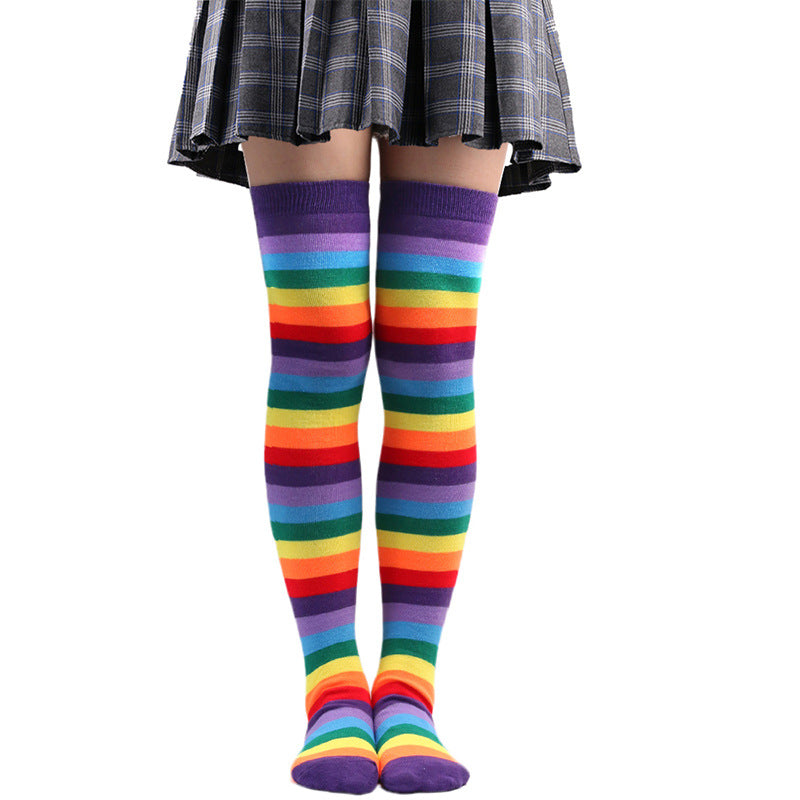 Femboy wear purple femboy rainbow thigh high socks