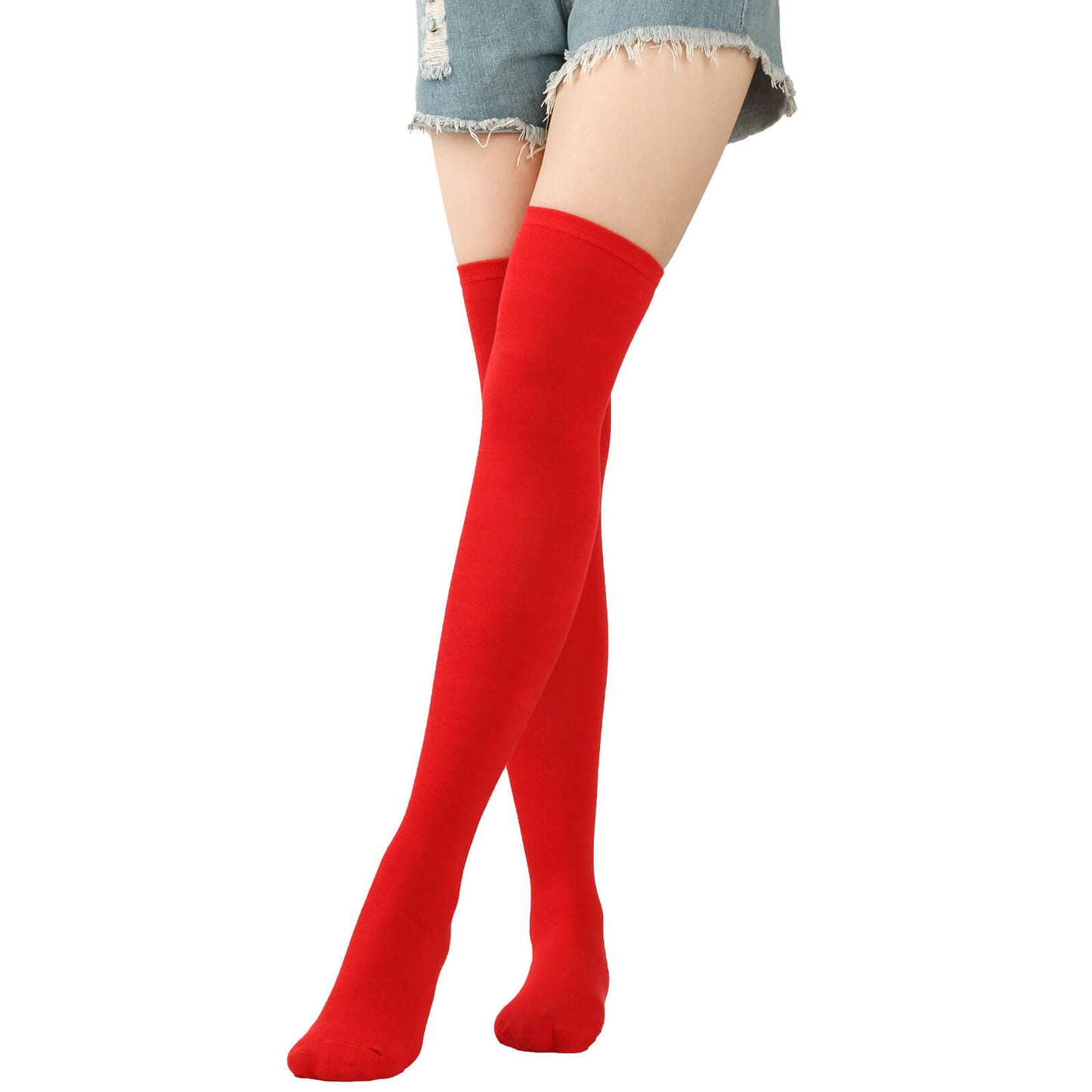 Femboy wear red femboy colorful thigh high socks