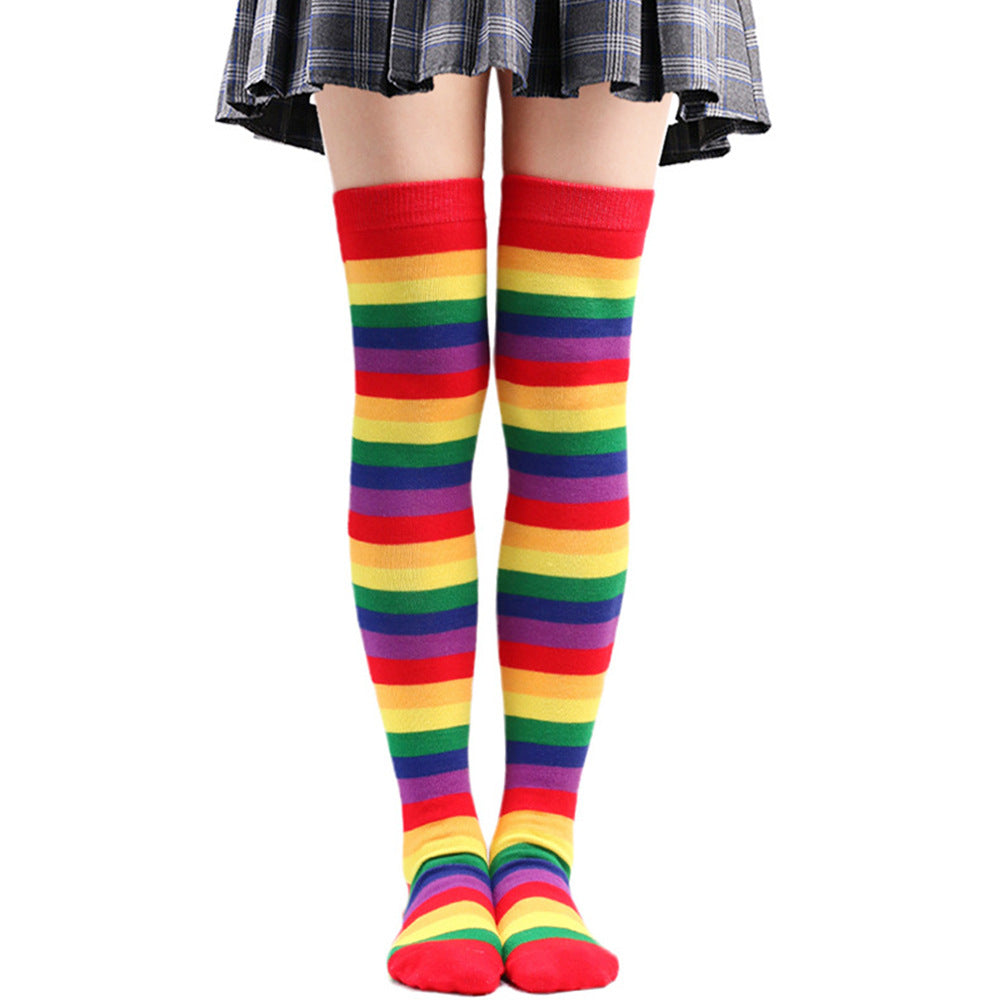 Femboy wear red femboy rainbow thigh high socks