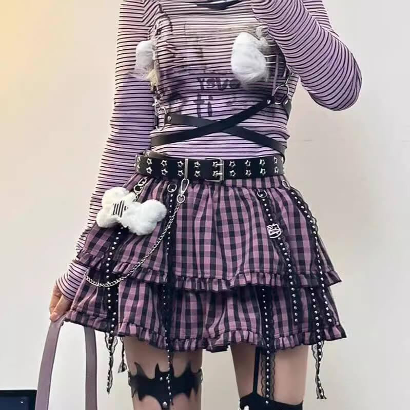 Femboy wear sweet femboy gothic black and purple puffy skirt for femboy