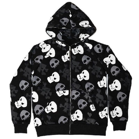 Femboy wear sweet femboy gothic skull print hoodie