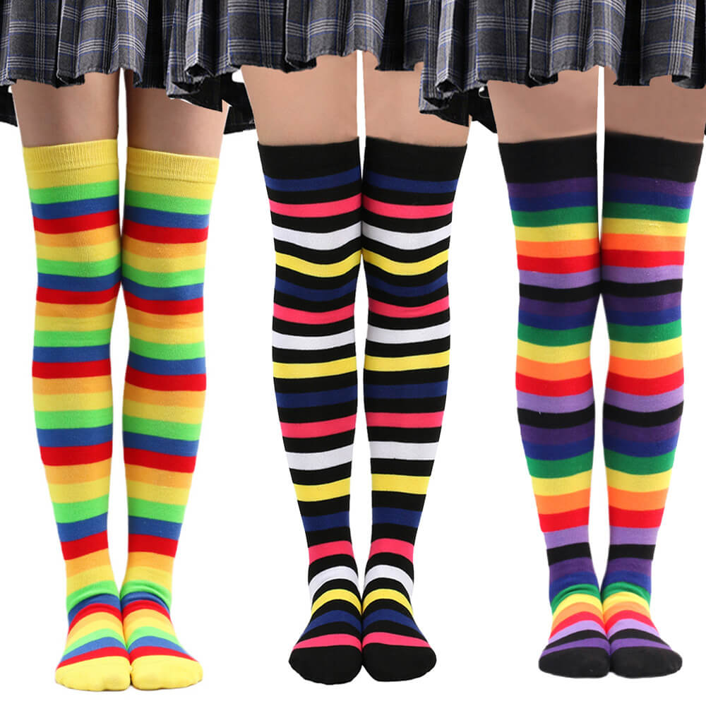 Femboy wear sweet femboy rainbow thigh high socks femboy fashion