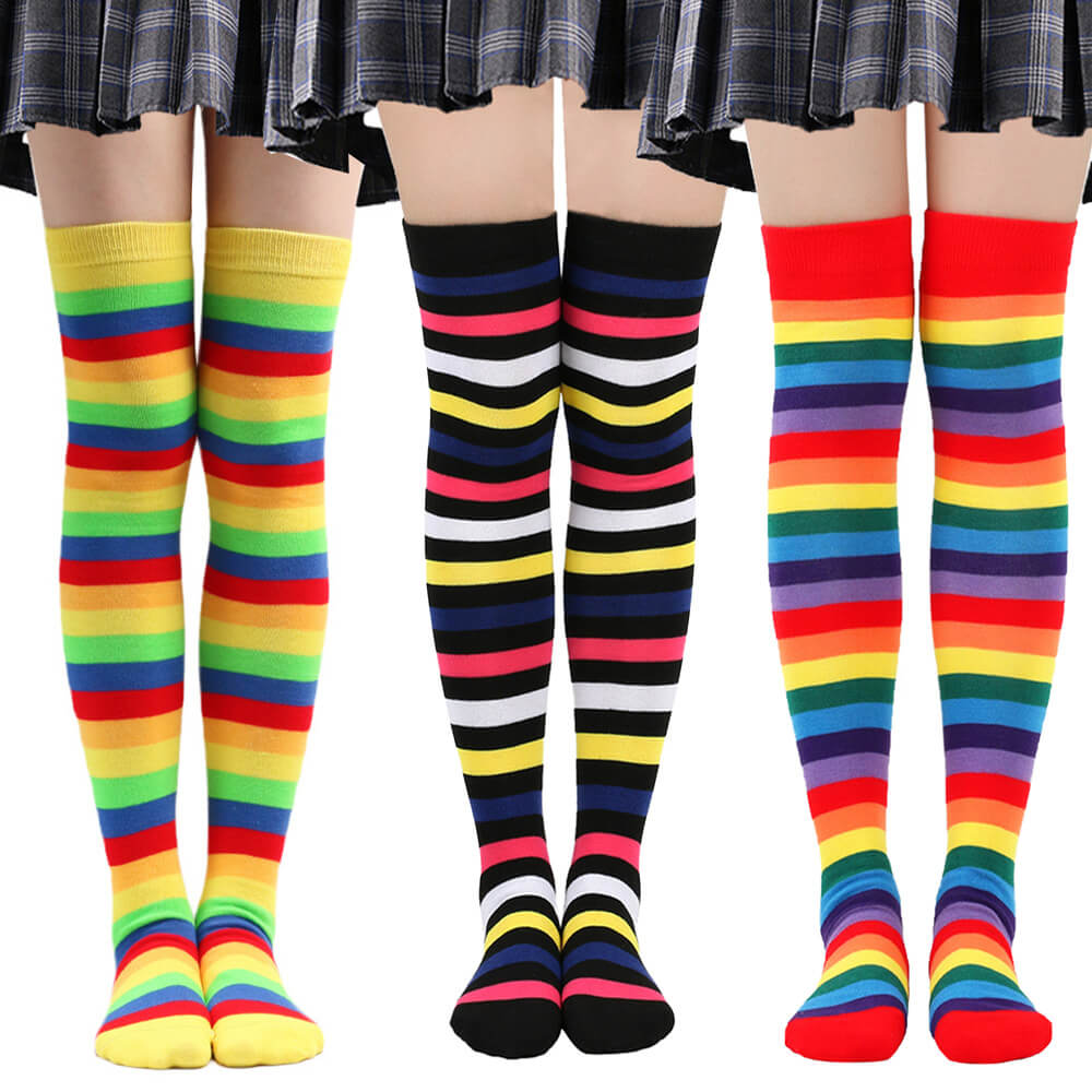 Femboy wear sweet femboy rainbow thigh high socks