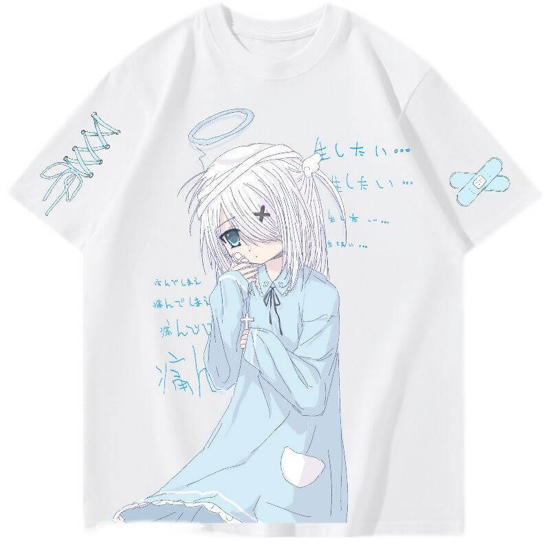 Femboy wear white femboy cute white angel t shirt