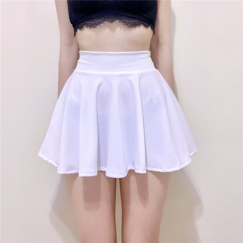 Femboy wear white femboy elastic waist mini skirt