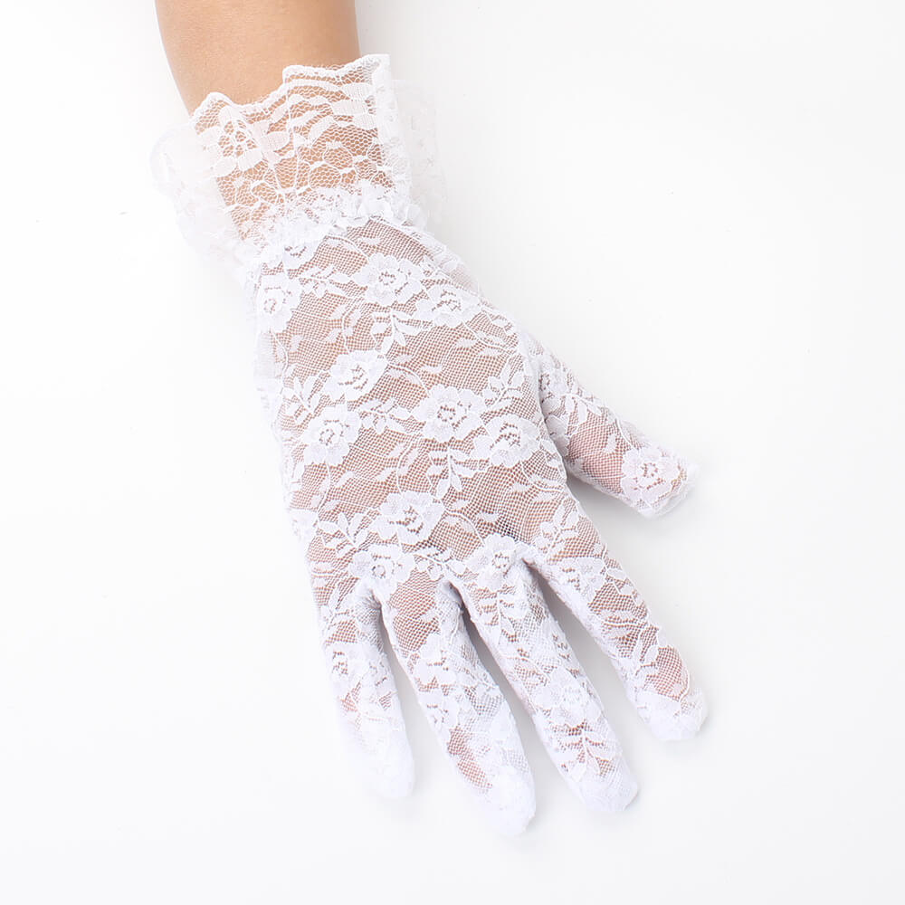 Femboy wear white femboy sexy lace short gloves