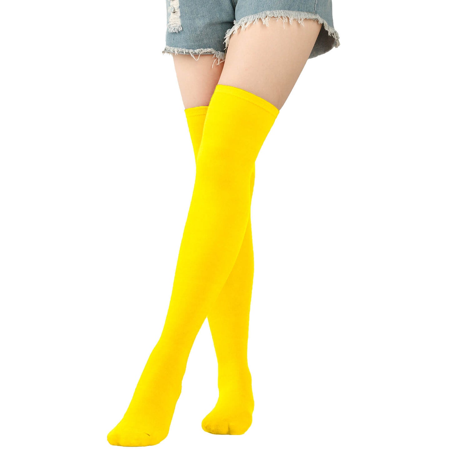 Femboy wear yellow femboy colorful thigh high socks