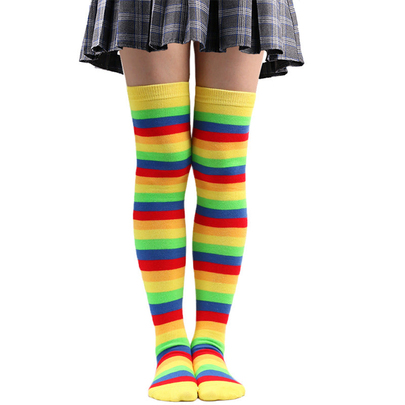 Femboy wear yellow femboy rainbow thigh high socks