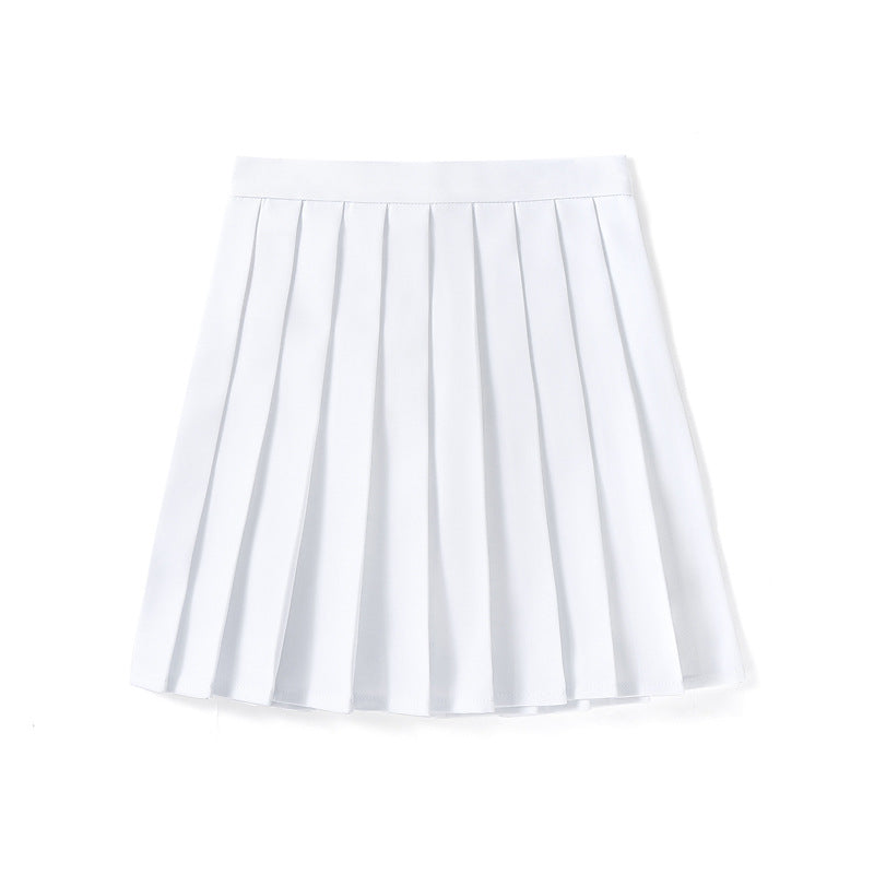 Femboy white solid color pleated skirt