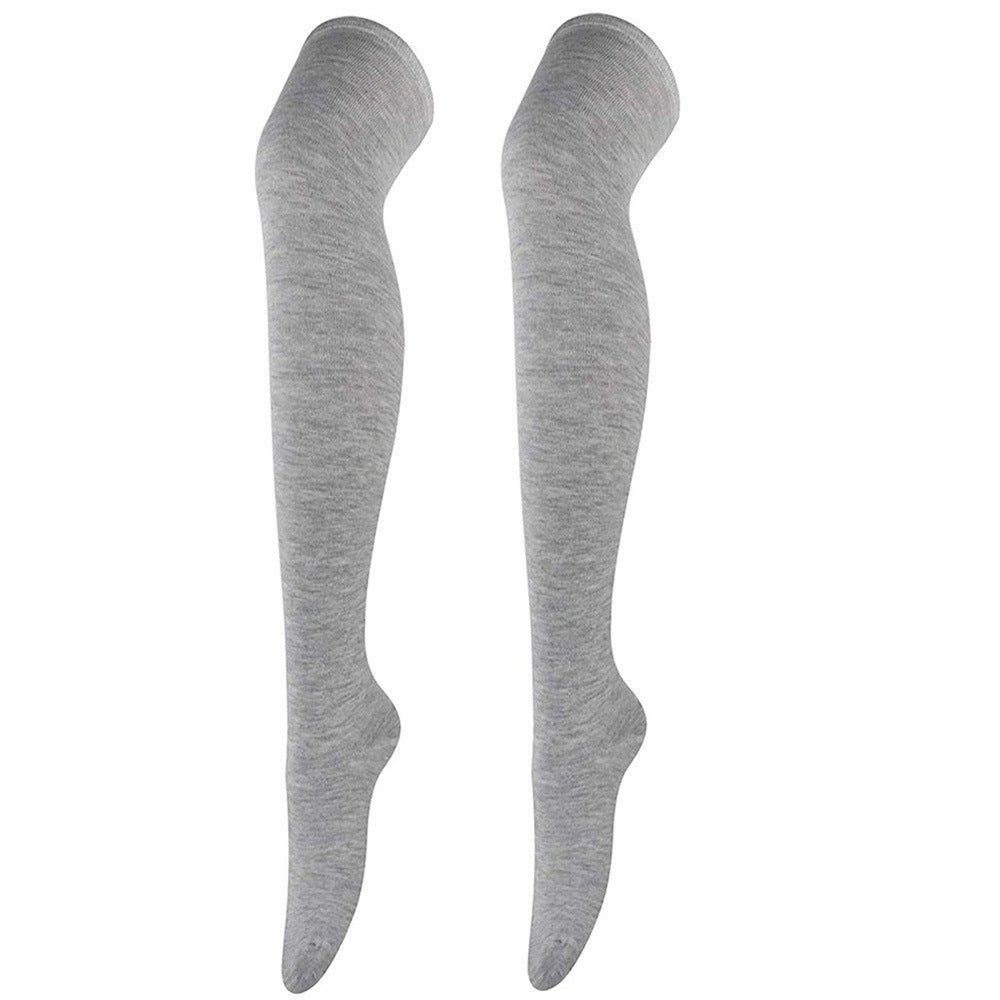 Grey femboy solid color thigh high socks