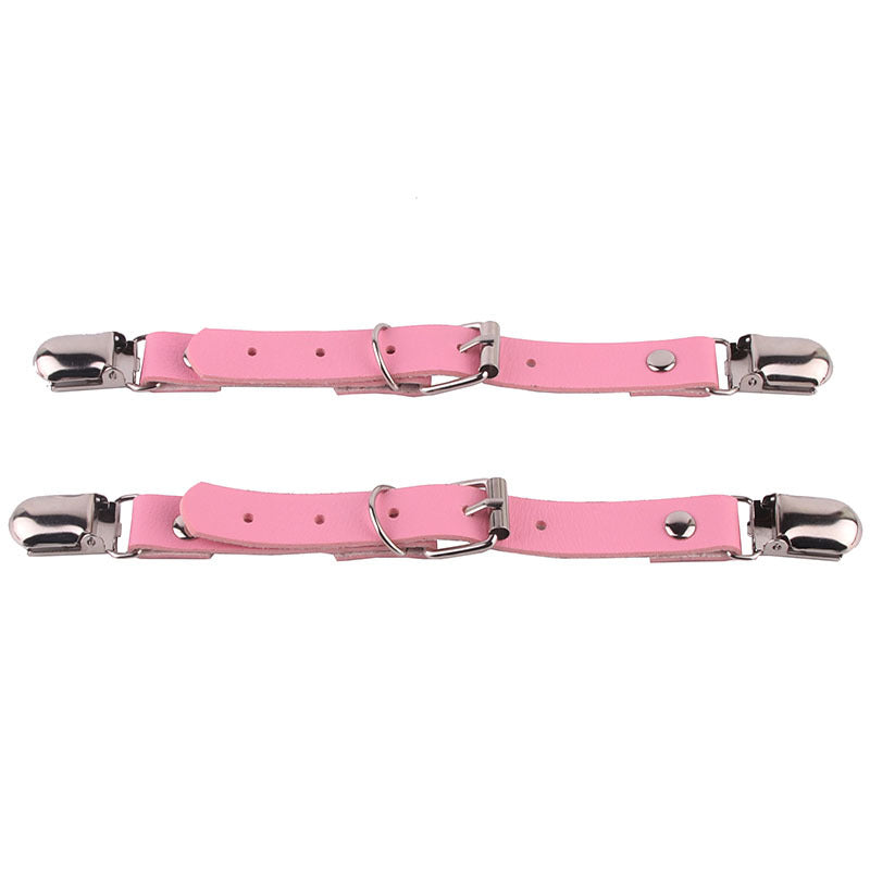 Pink femboy leather thigh garter