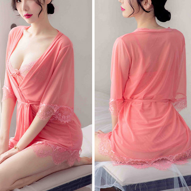 Pink femboy sexy slip nightgown lingerie set