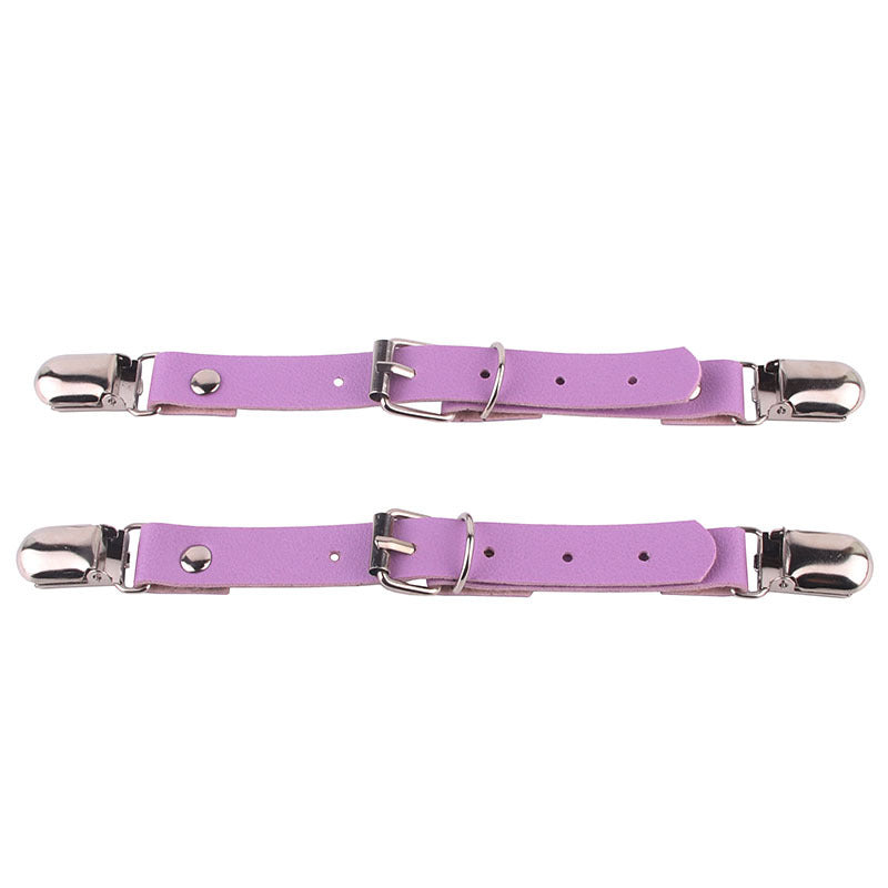 Purple femboy leather thigh garter