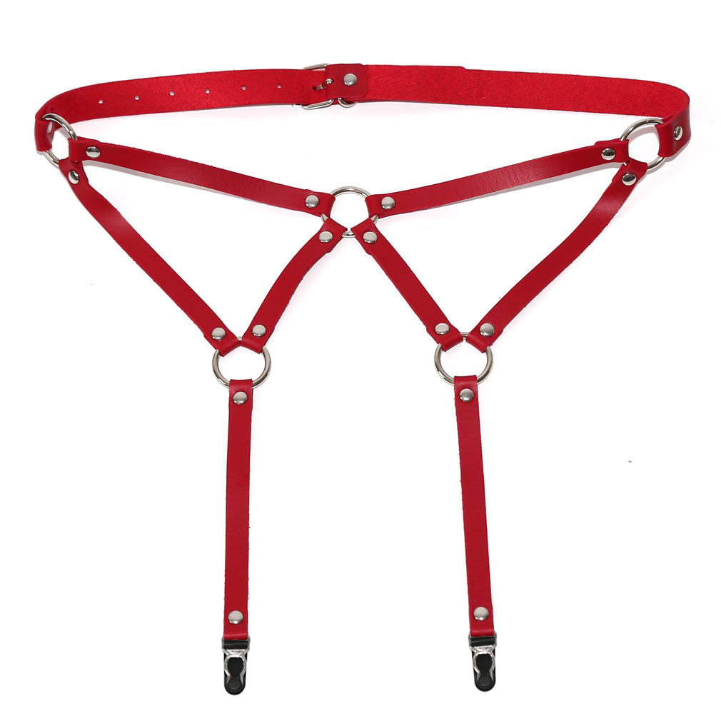 Red femboy sexy leather garter belt for fembo