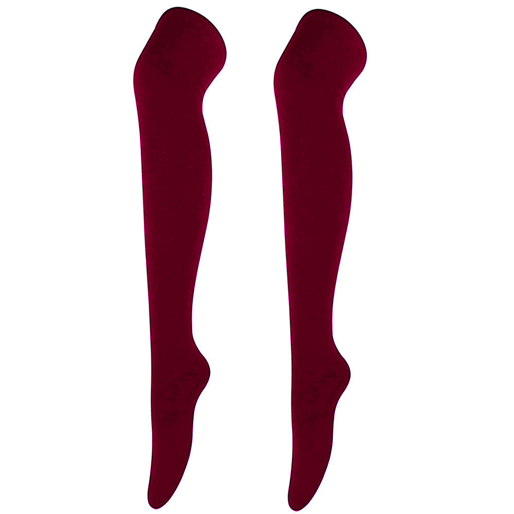 Red femboy solid color thigh high socks