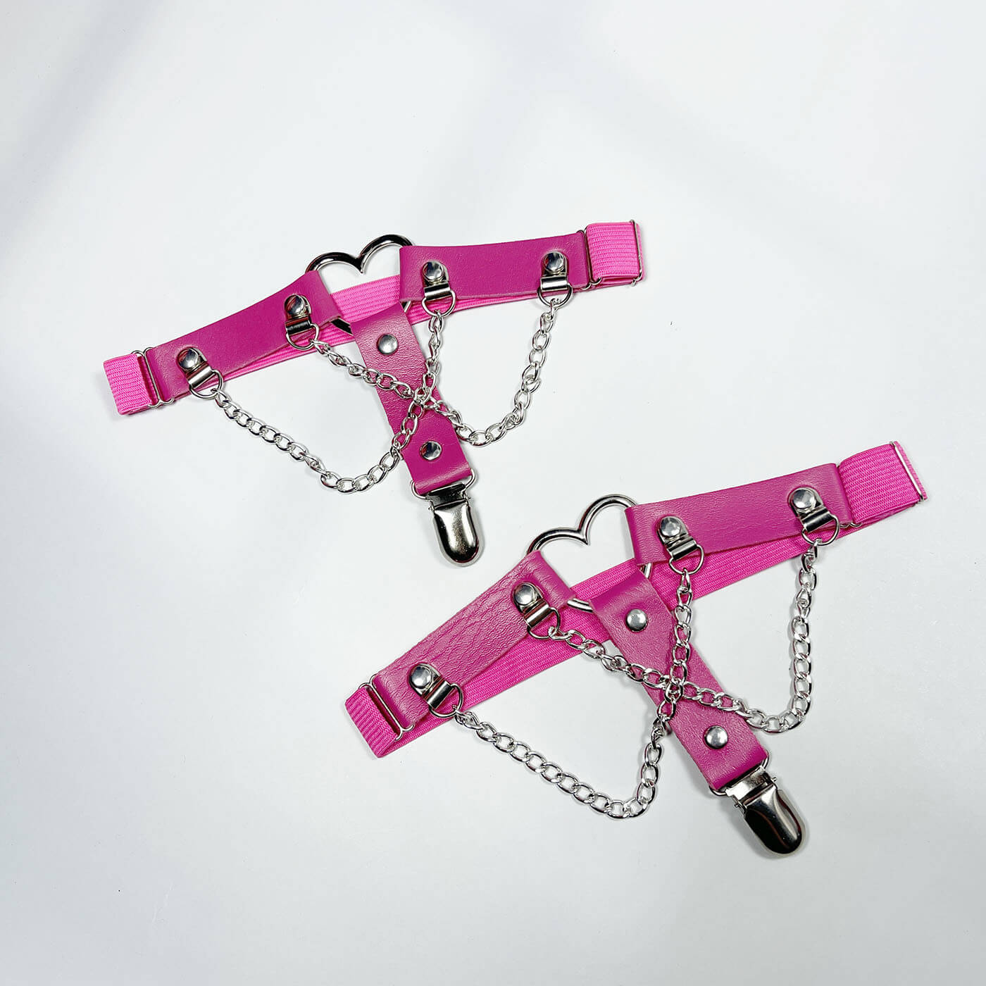 Rose femboy leather heart shape thigh garter with chain