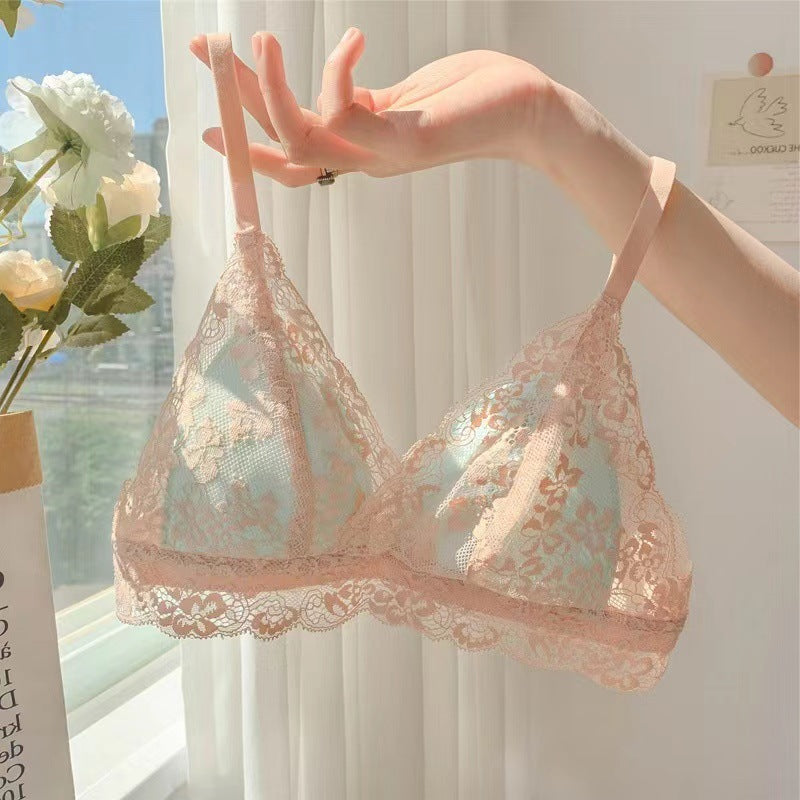 Sweet femboy french floral lace bra femboy fashion