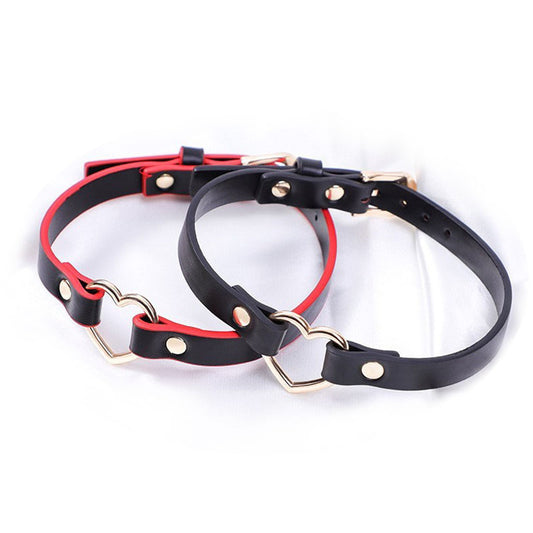 Sweet femboy leather choker with heart