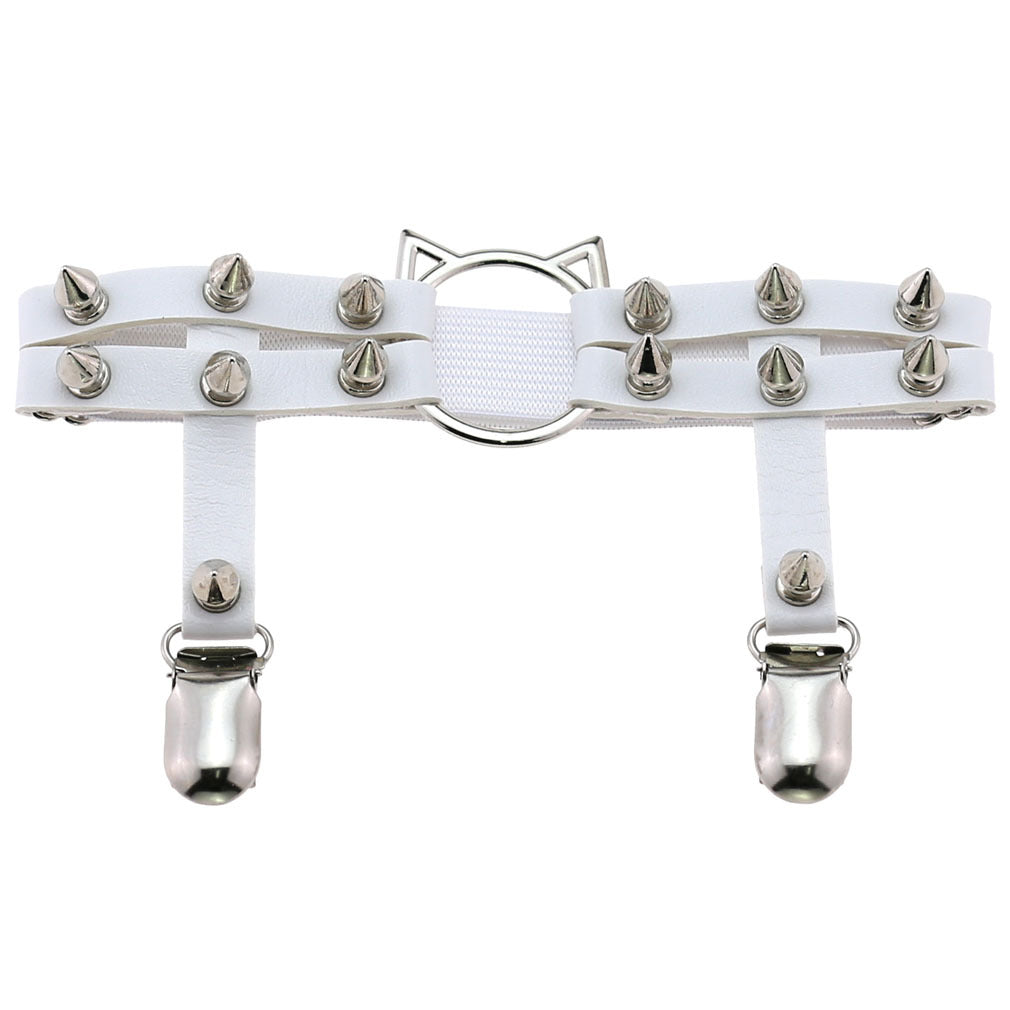 White femboy leather kitty shape thigh garter