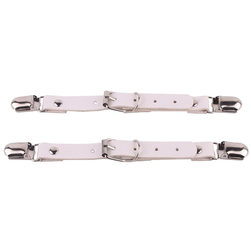 White femboy leather thigh garter