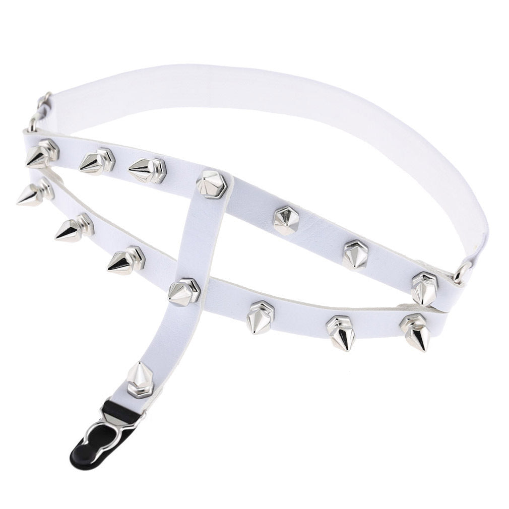 White femboy punk leather thigh garter for femboy