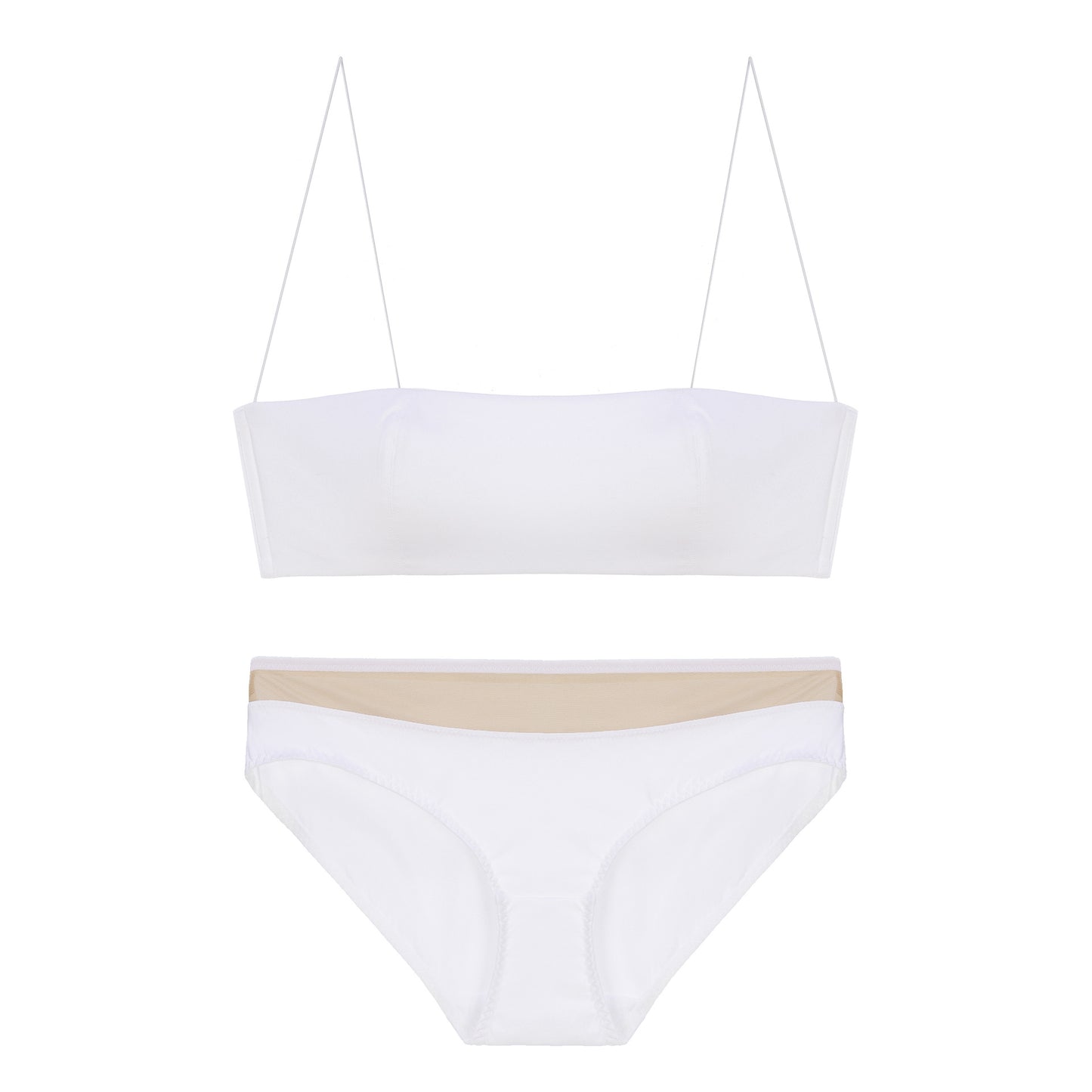 White femboy skinny strap bra and panty set