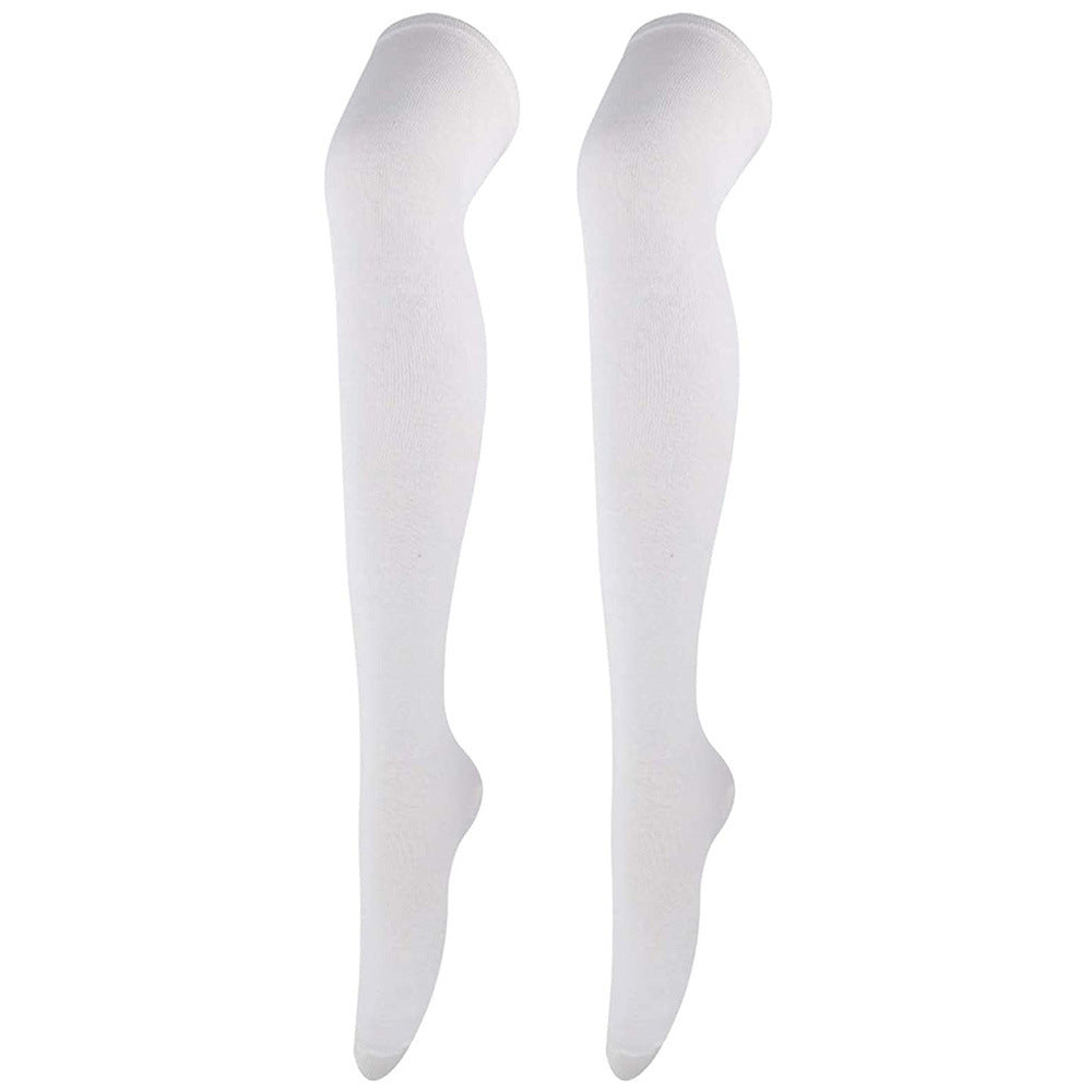 White femboy solid color thigh high socks