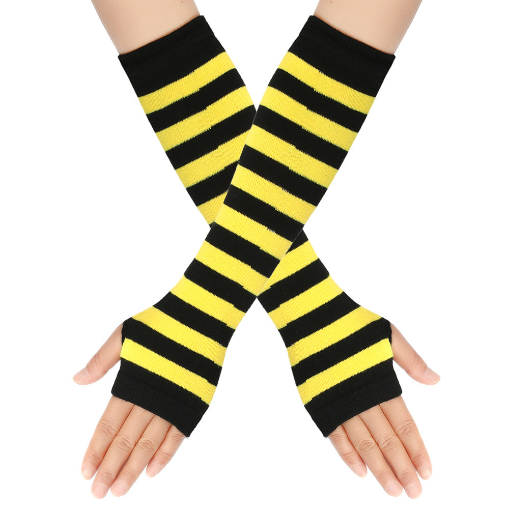 Yellow femboy striped arm warms for femboy